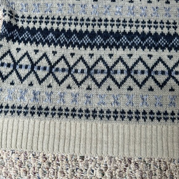 Vintage Valenhan Sweater Mens XL 100% Acrylic Beige & Navy Aztec Pattern - Picture 8 of 9